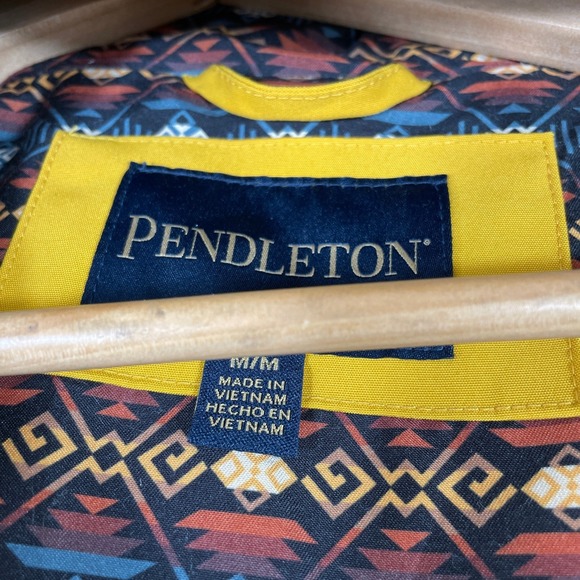 Pendleton Hooded Rain Jacket‎ Womens Medium Yellow Waterproof Aztec Lined Coat - Picture 3 of 13